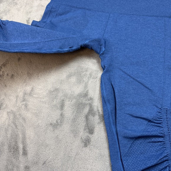 Lululemon Crop Leggings Womens Medium Blue Seamless Ruched Workout Yoga Pants - Picture 5 of 11